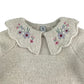 Tu sweater 6-7 years white scalloped collar with floral embroidery