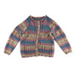 Handknitted cardigan 7-8 years yellow pink and blue stripy patterned