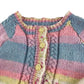 Handknitted cardigan 7-8 years yellow pink and blue stripy patterned