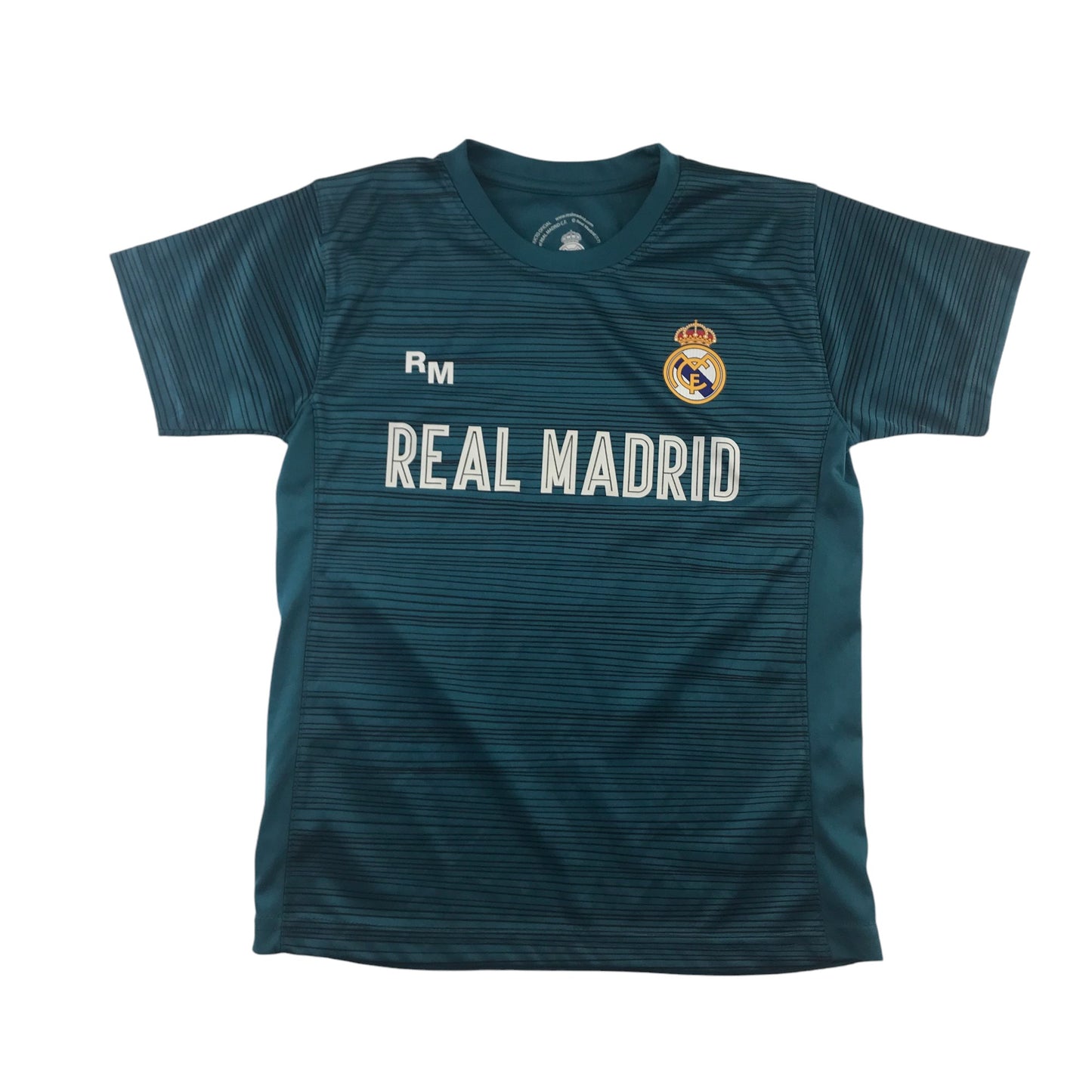 Real Madrid football strip 7-8 years teal blue short sleeve top