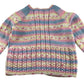 Handknitted cardigan 7-8 years yellow pink and blue stripy patterned
