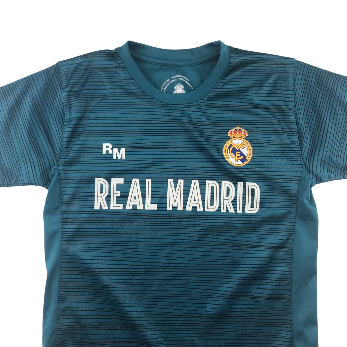 Real Madrid football strip 7-8 years teal blue short sleeve top