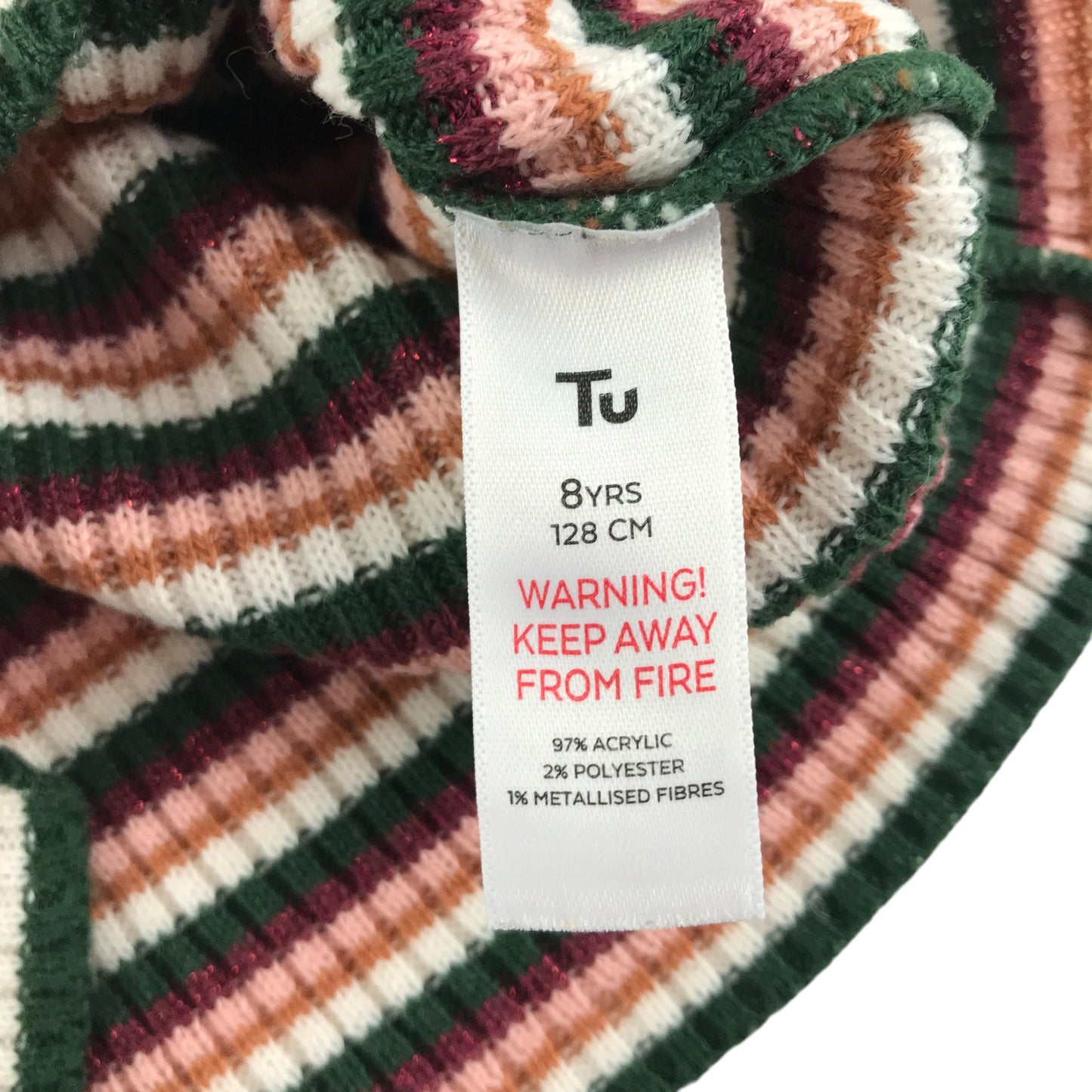 Tu sweater 7-8 years multicoloured stripy turtle-neck