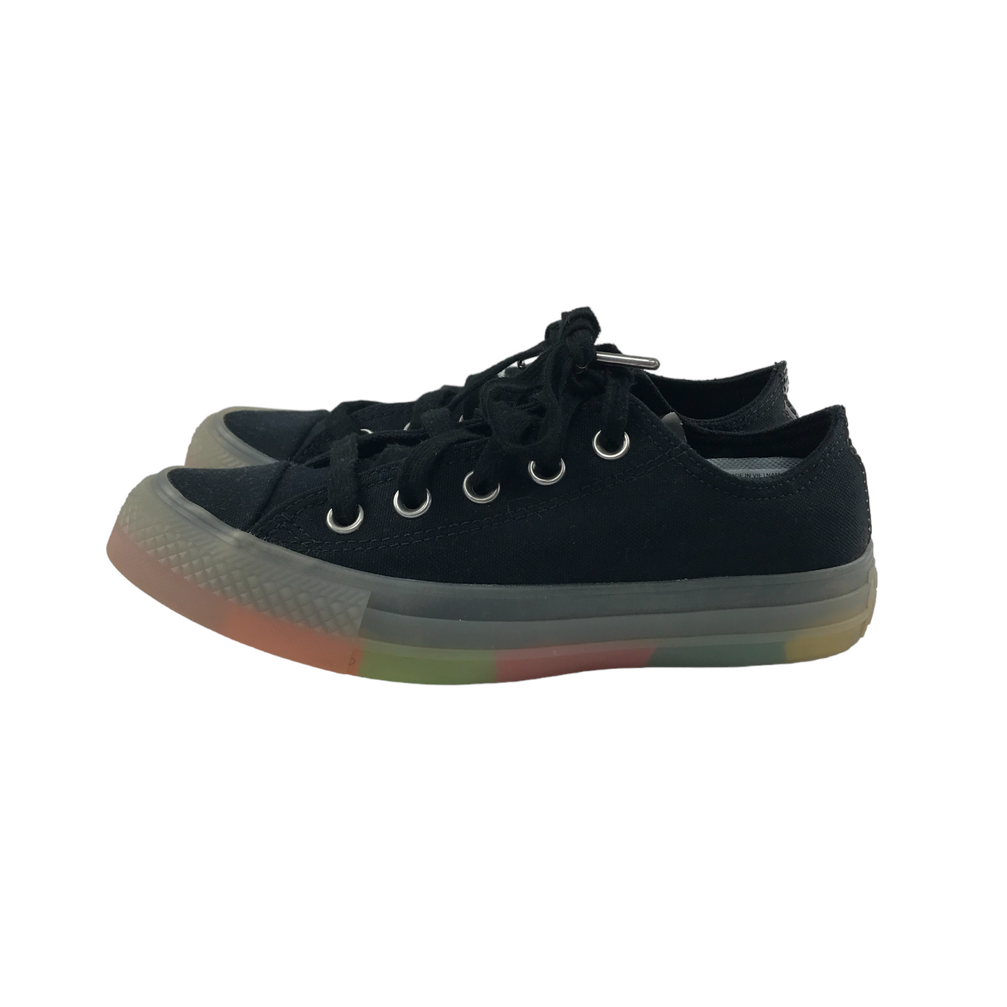 Converse All Star Trainers Shoe Size 3 Black with Multicolour transparent soles