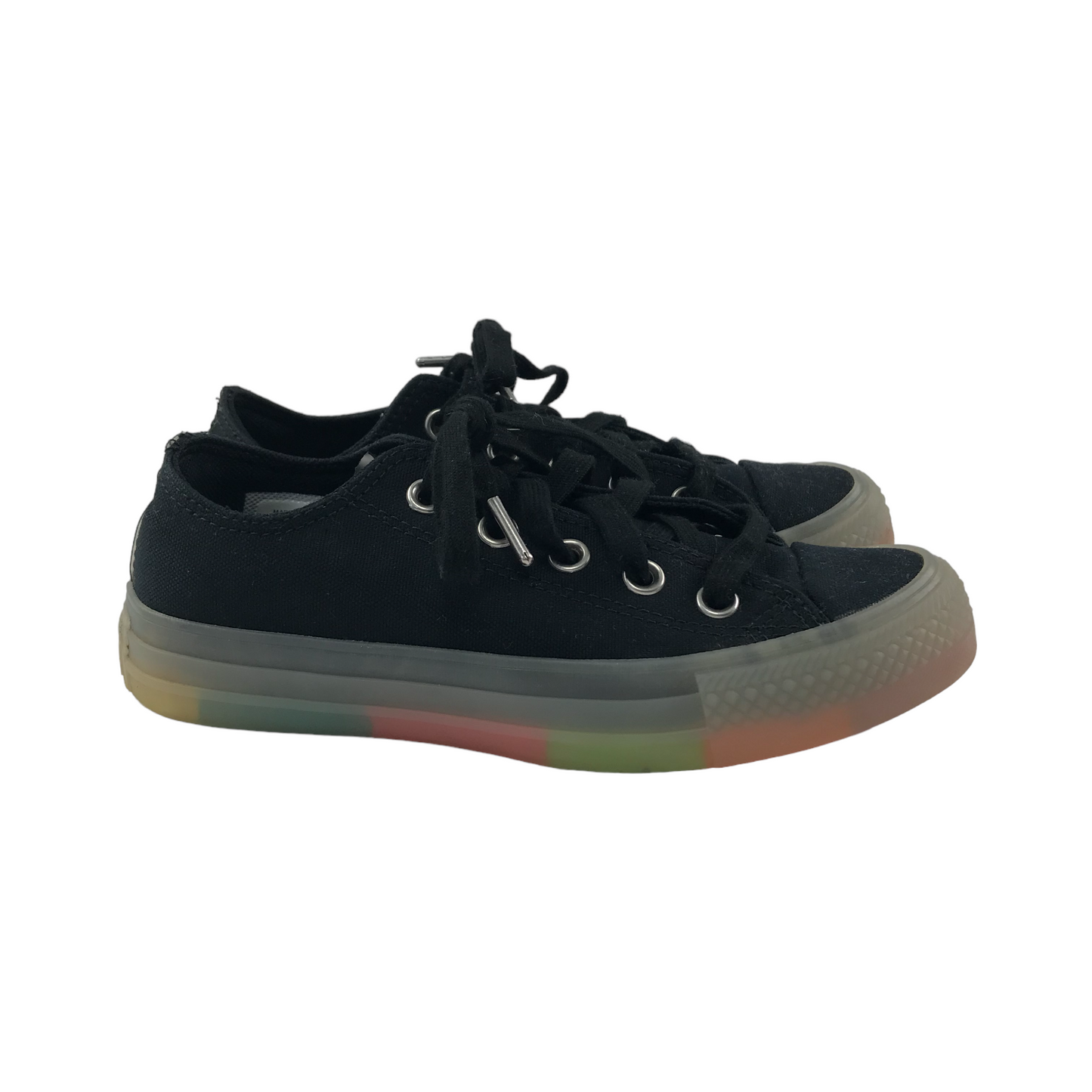 Converse All Star Trainers Shoe Size 3 Black with Multicolour transparent soles