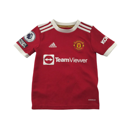 Adidas Manchester United football strip 7-8 years red short sleeve top