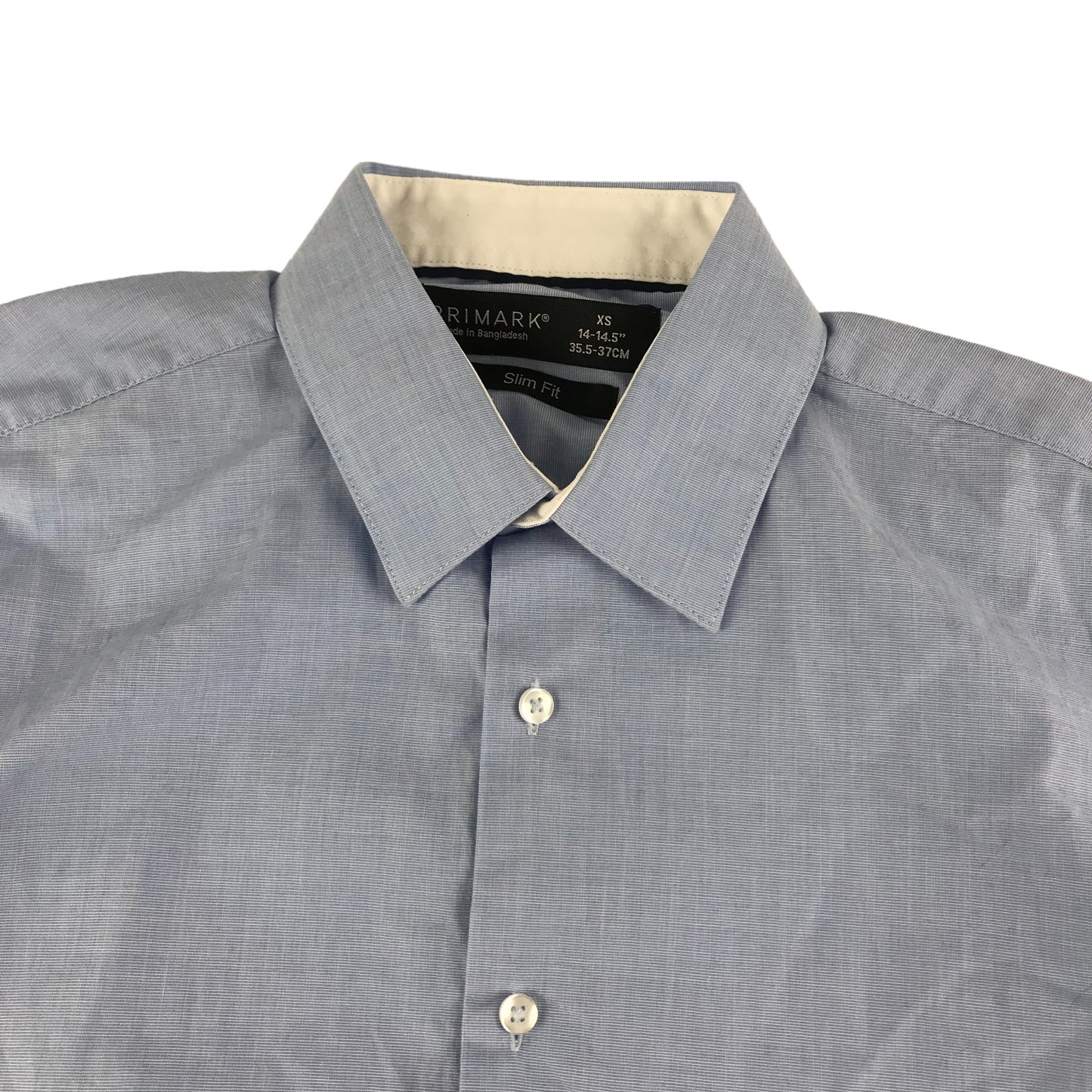 Primark Shirt Size XS Light Blue 14-15.5in Collar Slim Fit Button Up Cotton