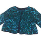 M&S blouse 9-10 years turquoise cropped sequin cardigan style light layer