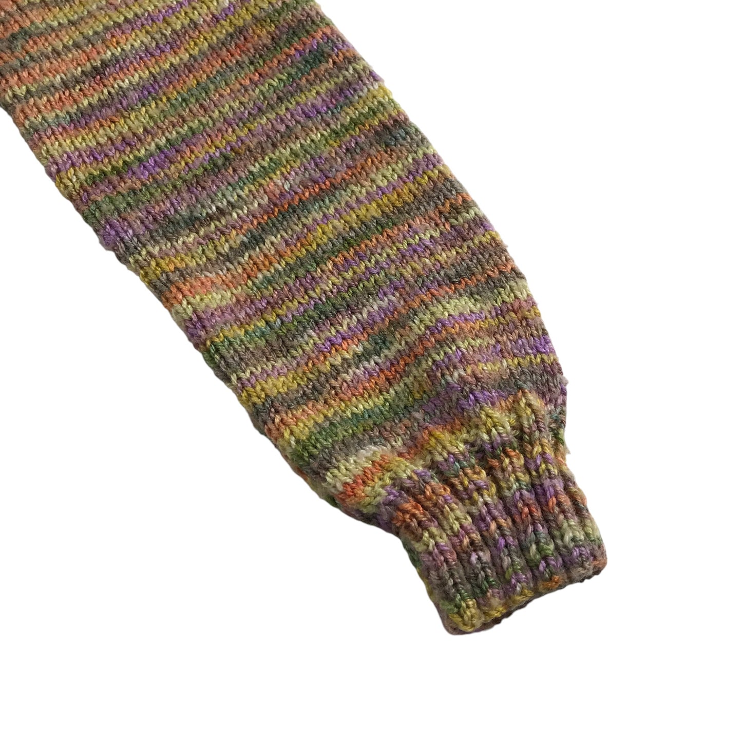Handknitted sweater 9-10 years multicoloured stripy pattern with zipper