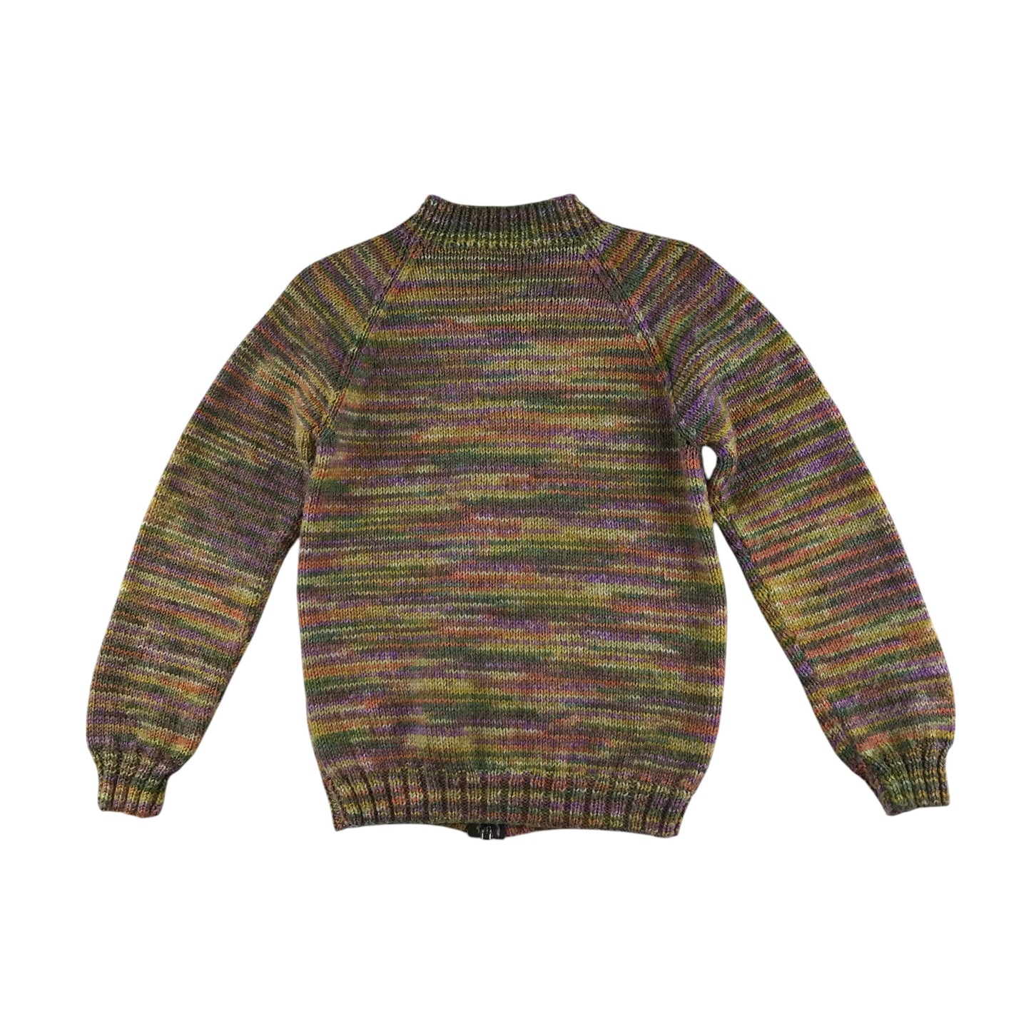 Handknitted sweater 9-10 years multicoloured stripy pattern with zipper