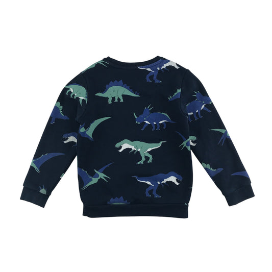 M&S sweater 4-5 years navy dinosaurs graphic design