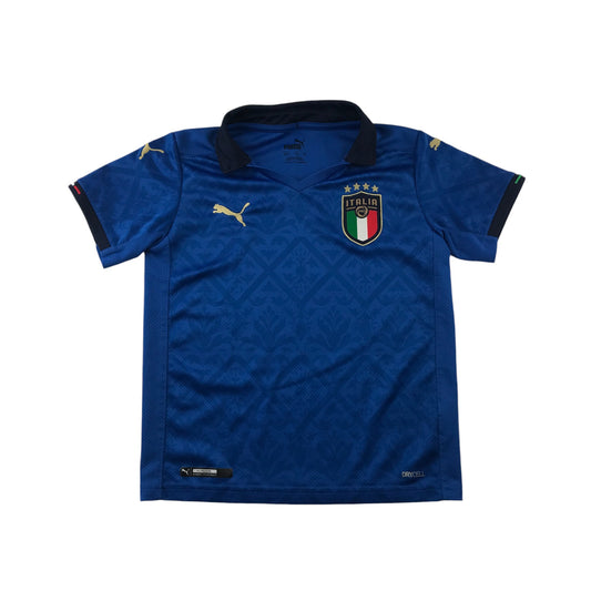 Puma Italia football strip 7-8 years blue polo collar short sleeve top