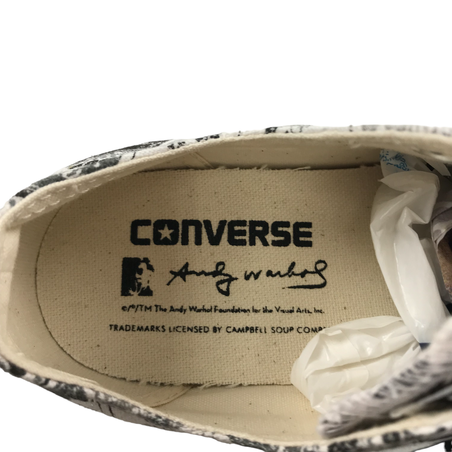 Converse All Star Andy Warhol Soup Tin Trainers Shoe Size 6 Black and White Chuck Taylor