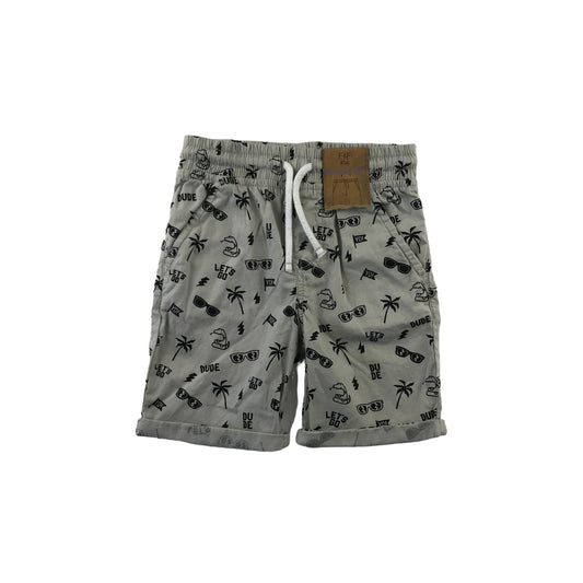 F&F Shorts Age 4 Grey Pull Up Style Summery Print Cotton