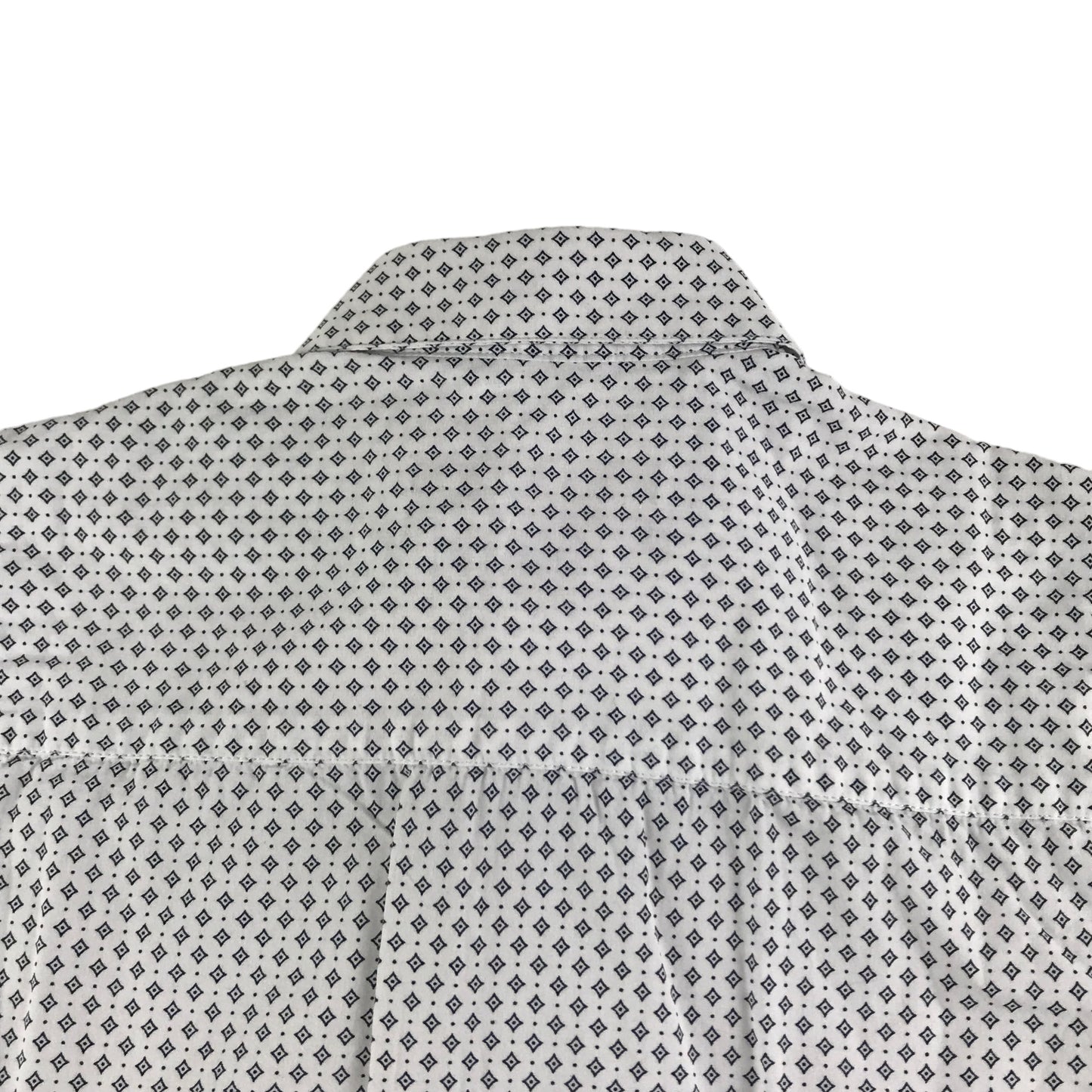 Next Shirt Age 10 White Diamond Pattern Short Sleeve Button Up Cotton
