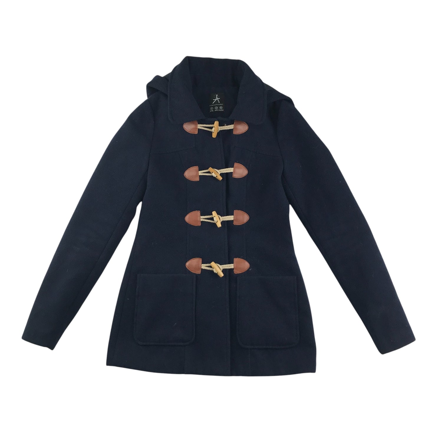 Primark coat womens size UK 6 navy blue hooded jacket