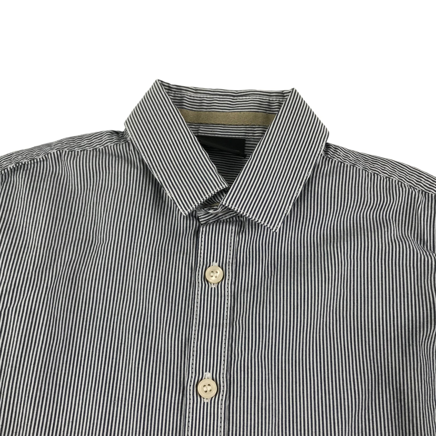 Next Shirt Age 10 Blue White Stripy Long Sleeve Button Up