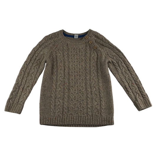Tu jumper 4-5 years grey with multicoloured threading design cable knit wool mix