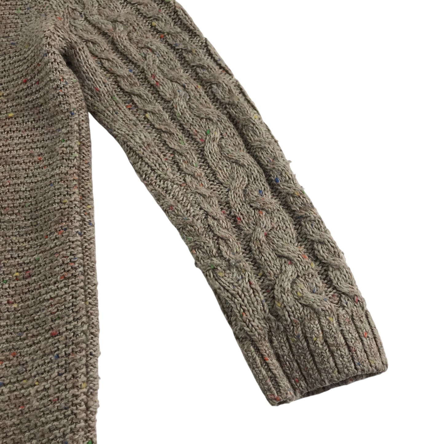 Tu jumper 4-5 years grey with multicoloured threading design cable knit wool mix