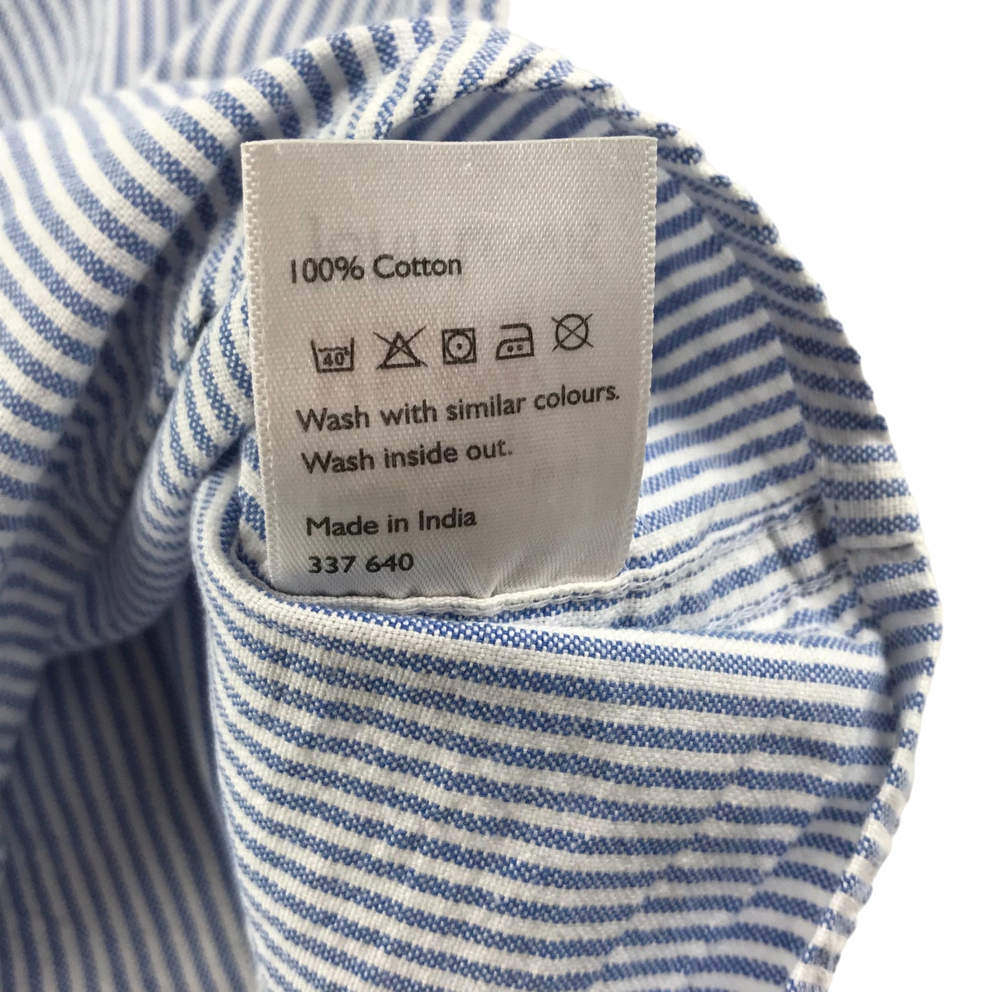 John Lewis Shirt Age 10 Blue White Stripy Heirloom Collection Long Sleeve Button Up Cotton