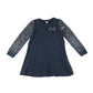 Monsoon dress 9-10 years navy with sequin arms and bowtie detail jersey cotton