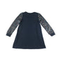 Monsoon dress 9-10 years navy with sequin arms and bowtie detail jersey cotton