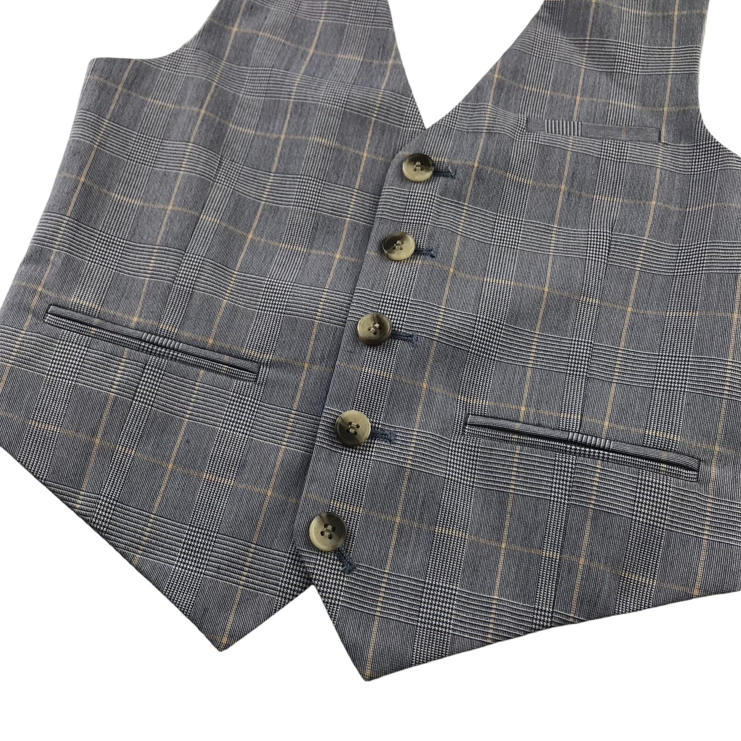 M&S Waistcoat 7-8 Years Grey Checked Design Adjustable Back Strap