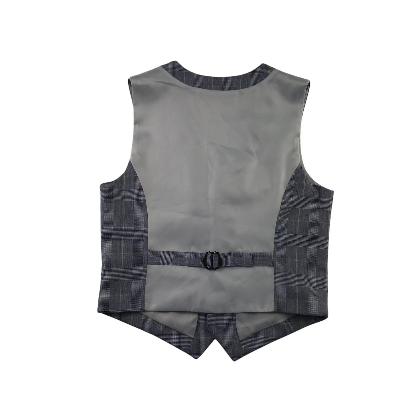 M&S Waistcoat 7-8 Years Grey Checked Design Adjustable Back Strap