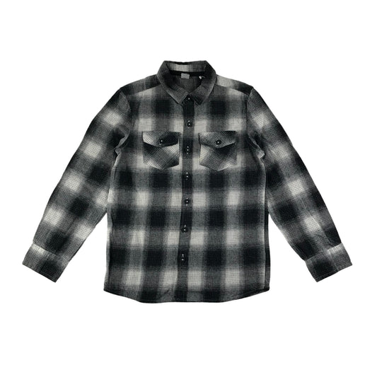 Tu Shirt Age 9 Black and White Checked Long Sleeve Button Up Cotton