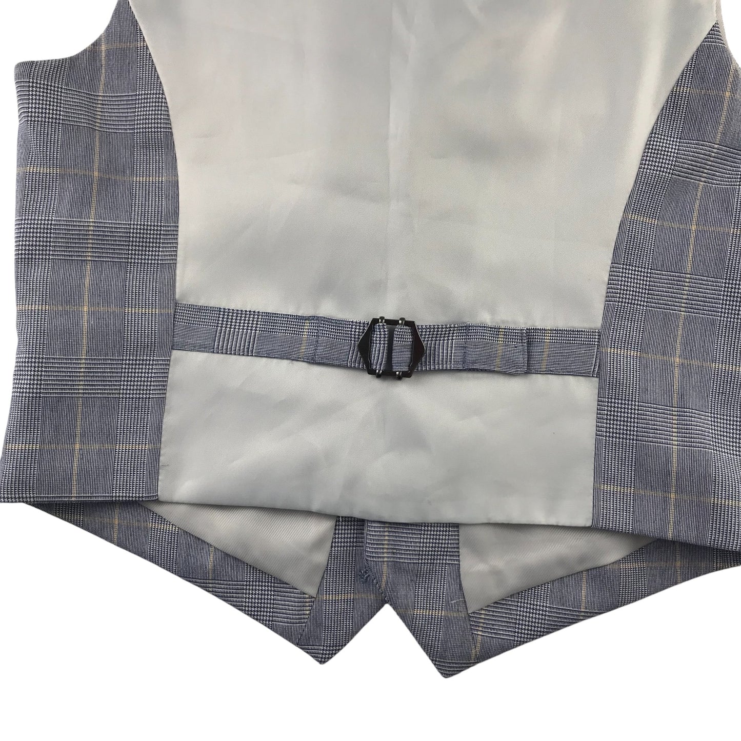 M&S Waistcoat 7-8 Years Grey Checked Design Adjustable Back Strap