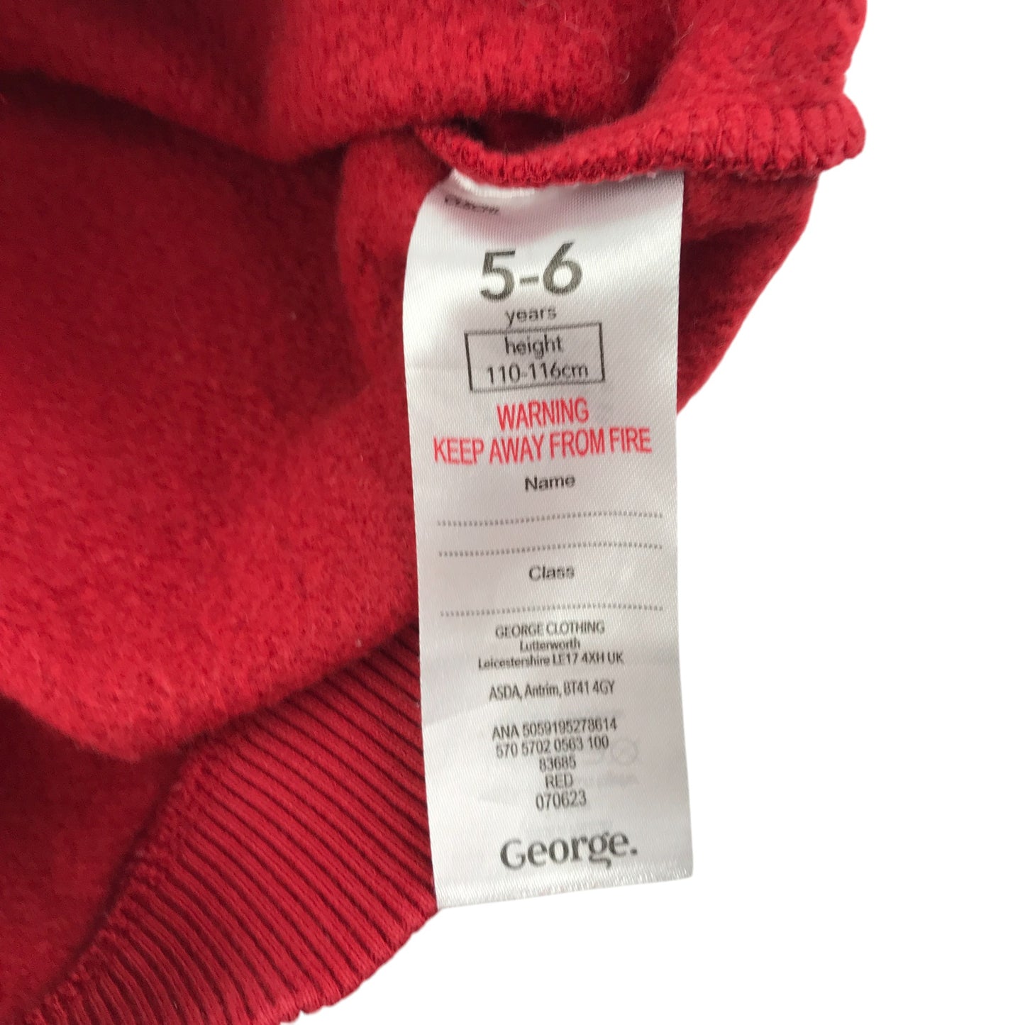 George sweater 5-6 years red quarter zipper kangaroo pocket