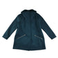 Primark coat women size 12 teal blue long jacket with zipper faux fur collars