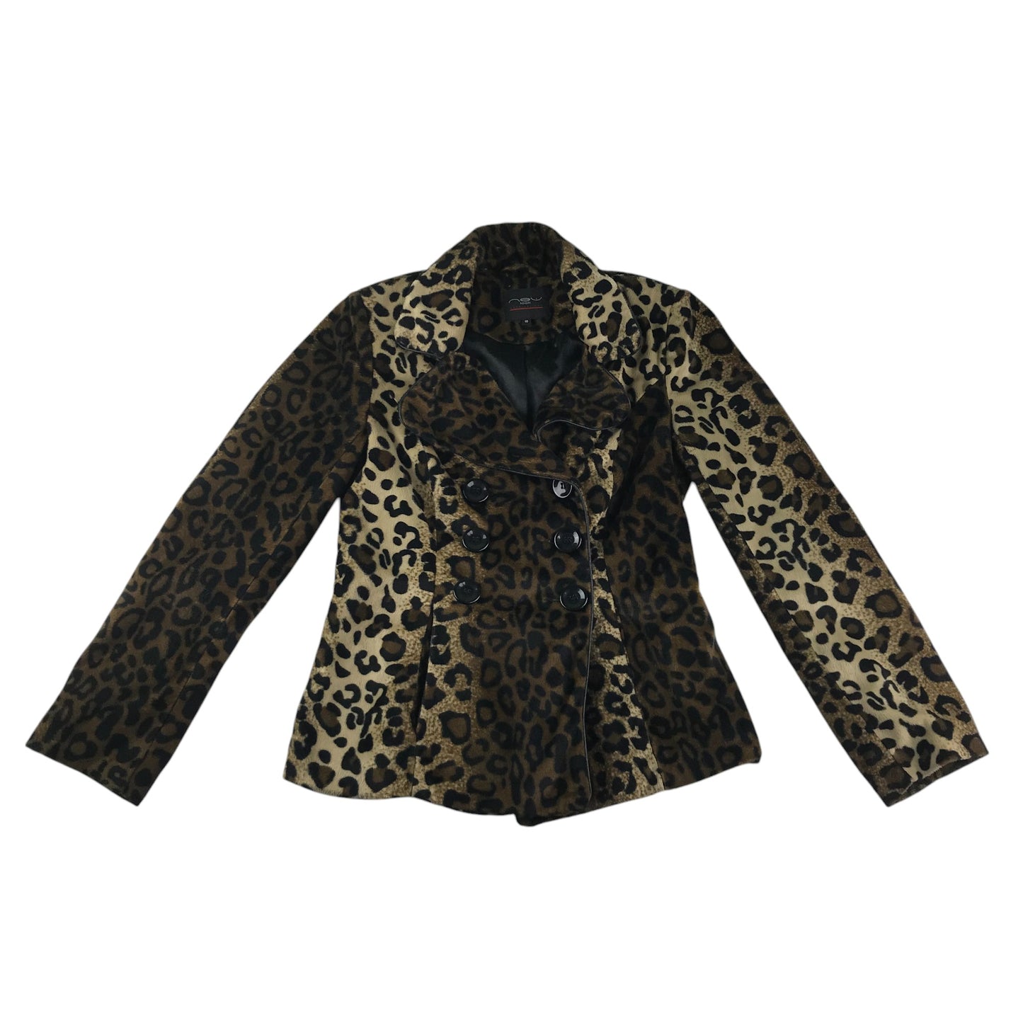 New Look jacket women size 10 brown and beige leopard spot pattern coat