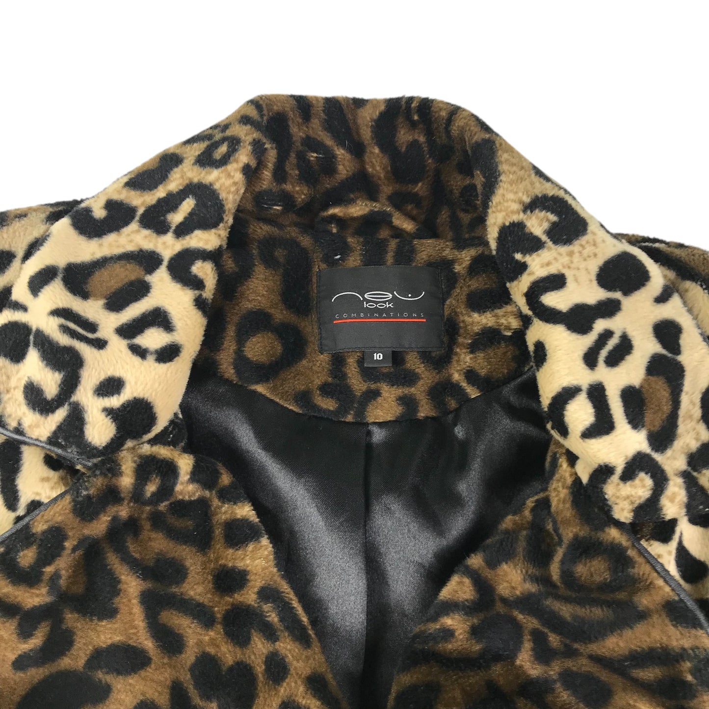 New Look jacket women size 10 brown and beige leopard spot pattern coat