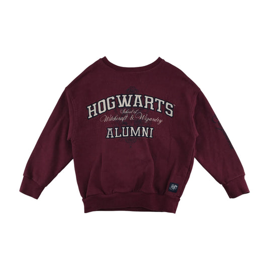 M&S sweater 6-7 years burgundy crewneck text graphic Hogwarts