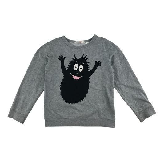 H&M sweater 7-8 years grey crewneck monster velvety graphic