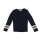 M&S jumper 6-7 years navy cable knit design with multi-coloured threading