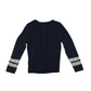 M&S jumper 6-7 years navy cable knit design with multi-coloured threading