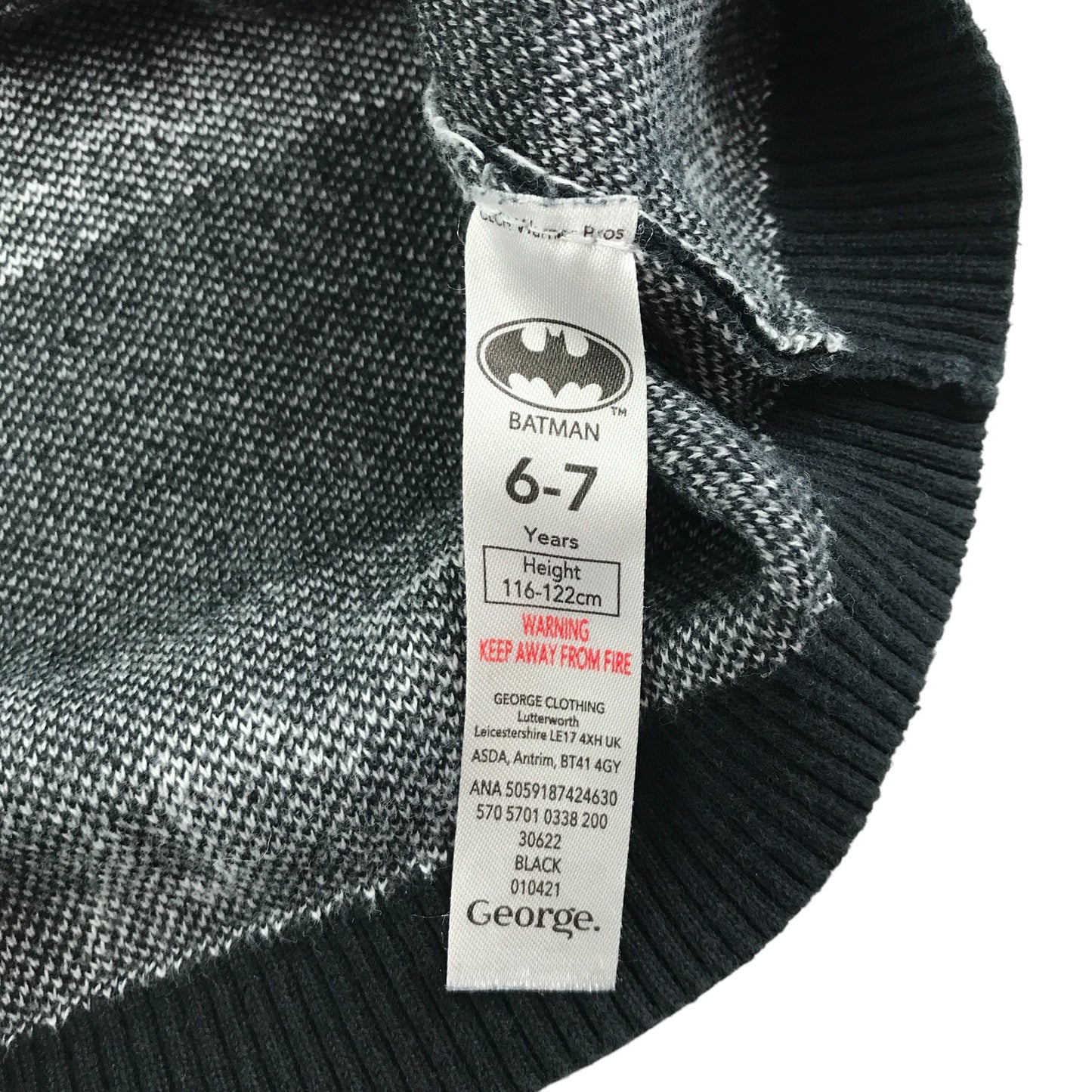 George sweater 6-7 years black crewneck batman graphic design print cotton