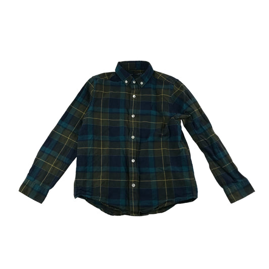 Next Shirt Age 8 Blue Green Checked Long Sleeve Button Up Cotton