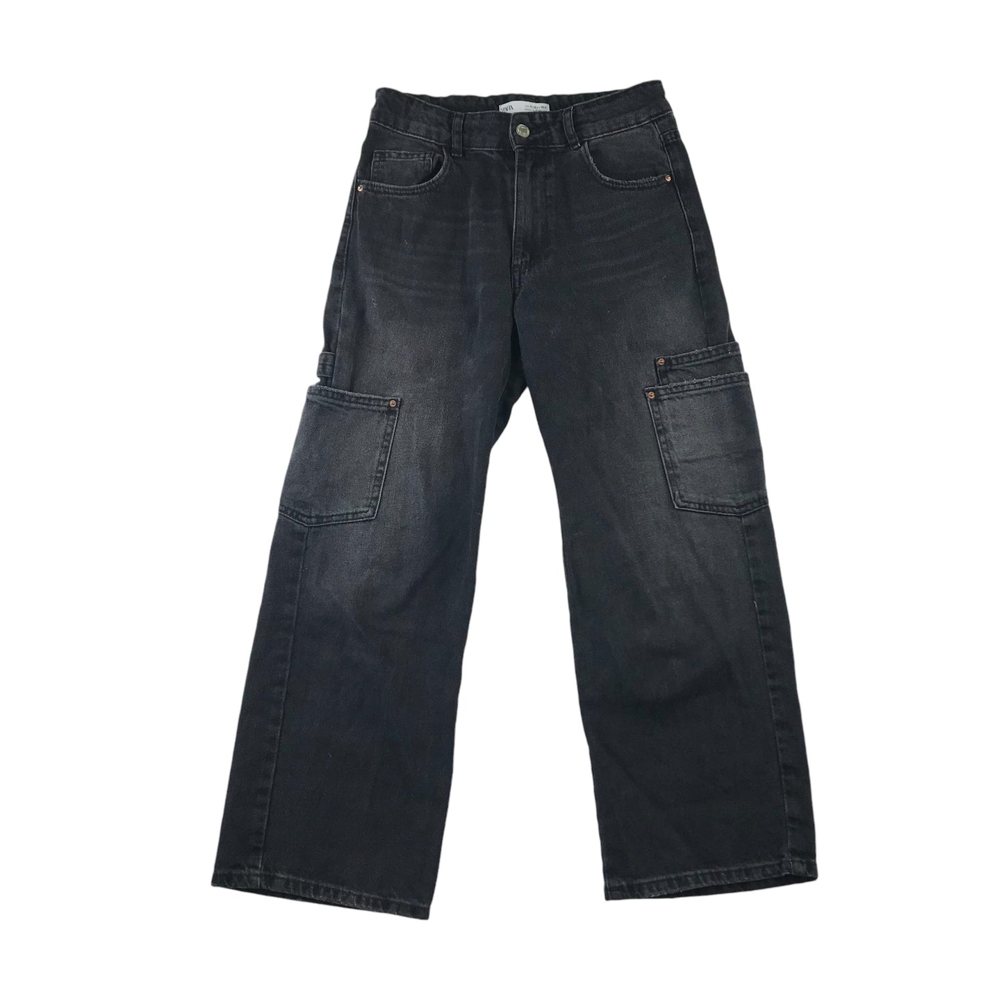 Zara jeans 11-12 years charcoal wide leg cotton