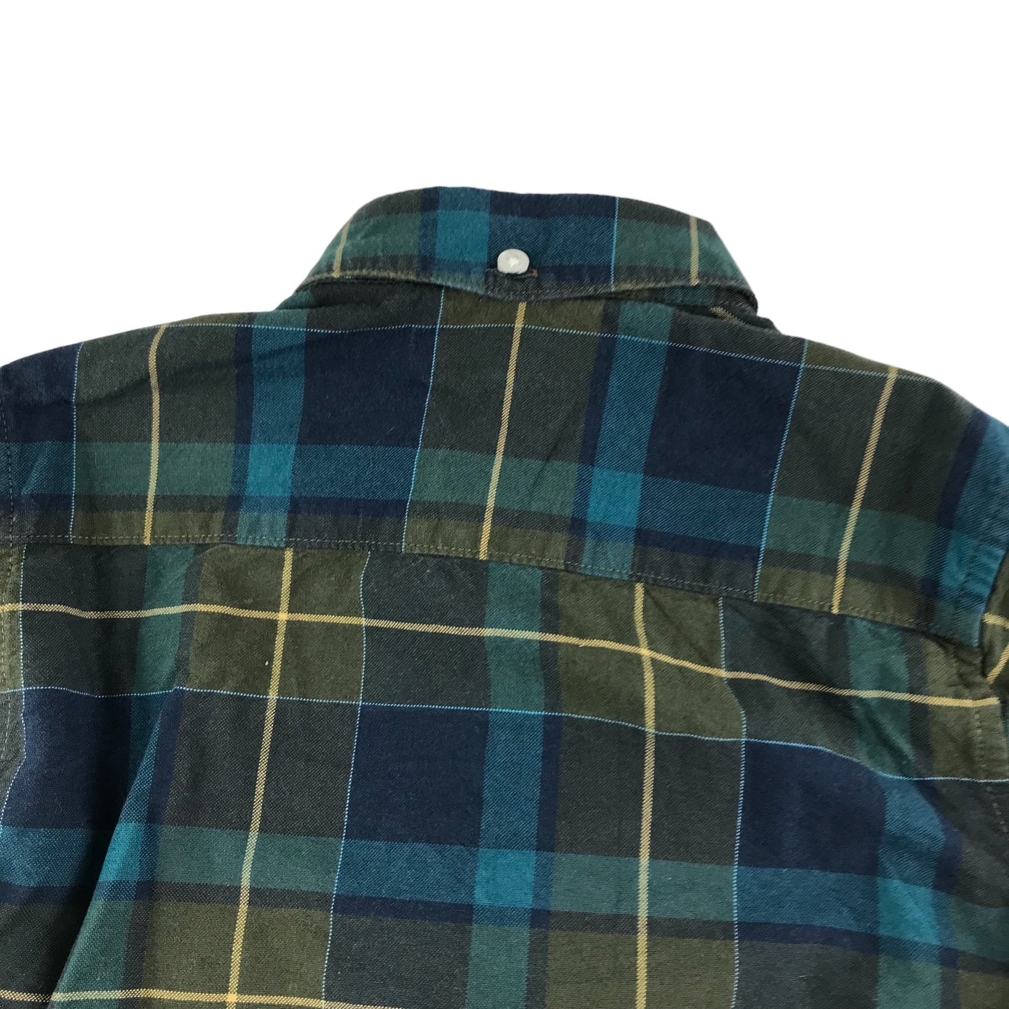 Next Shirt Age 8 Blue Green Checked Long Sleeve Button Up Cotton