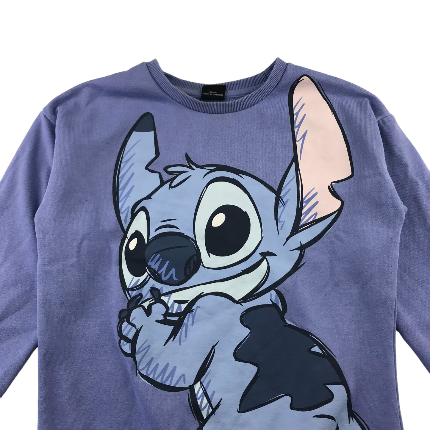 Primark Jersey Sweater Age 11 Lilacy Blue with Disney Lilo and Stitch Graphic