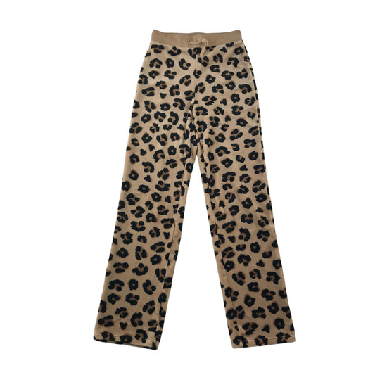 H&M joggers 9-10 years beige and brown leopard spots pattern velour style