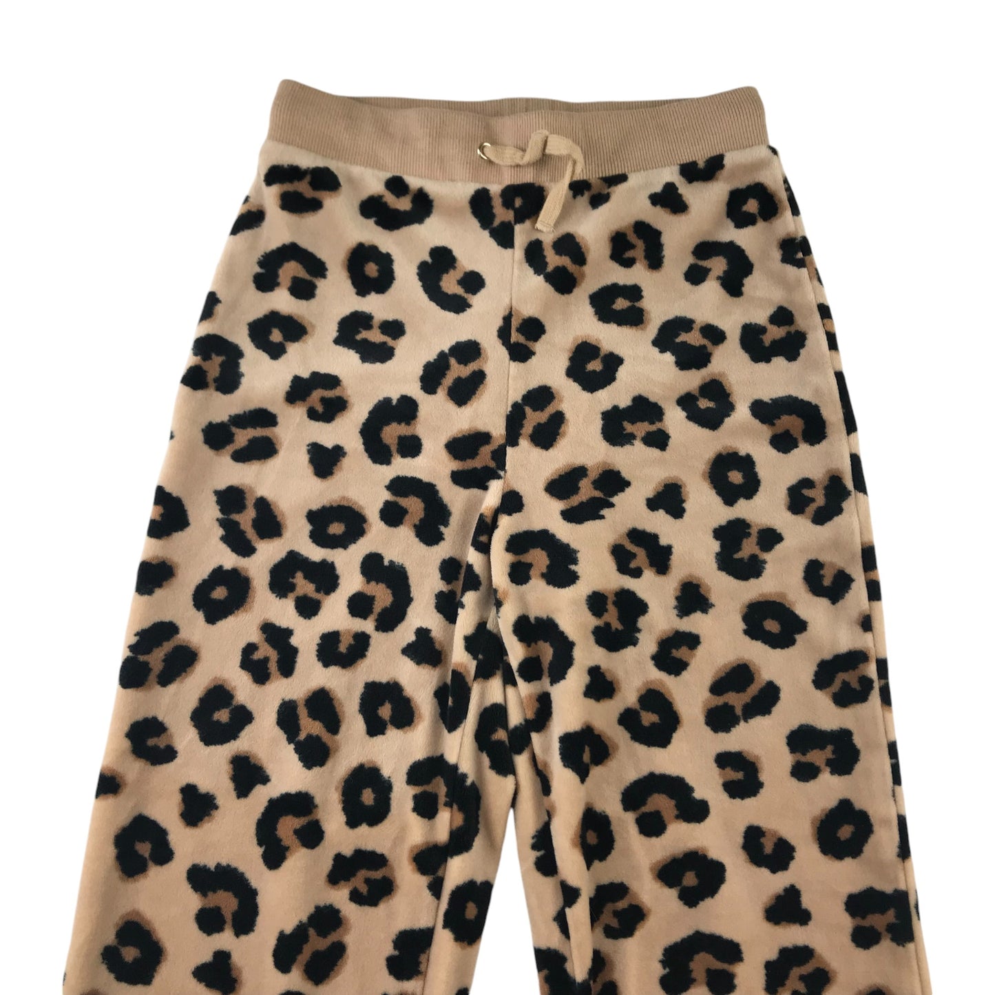 H&M joggers 9-10 years beige and brown leopard spots pattern velour style