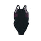 Speedo swimsuit women's 12 black with pink star design and logo