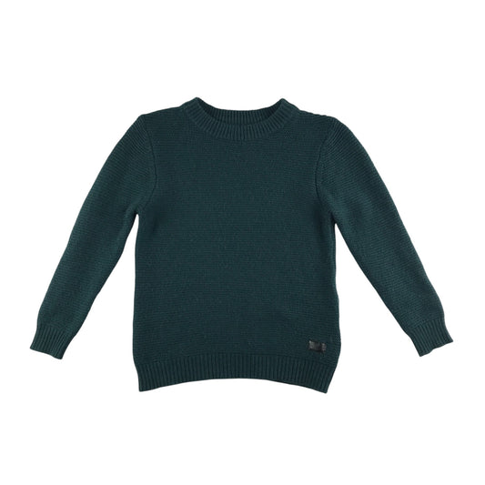 Zara jumper 8-9 years dark green crewneck and cuffed arms wool mix