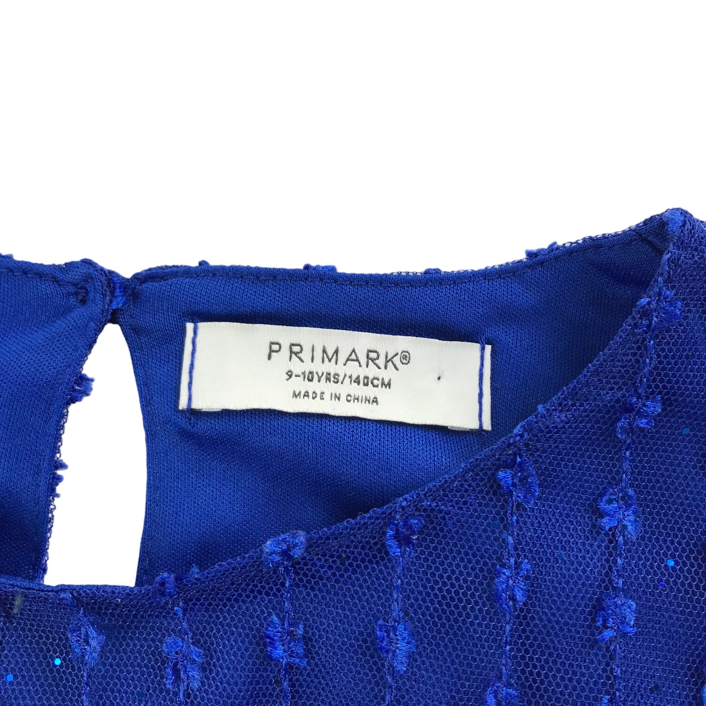 Primark Dress Age 9 Electric Blue A-line Short Butterfly Sleeve
