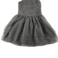 M&S Dress Age 9 Grey Mesh Layered Strap Shoulders Sequins