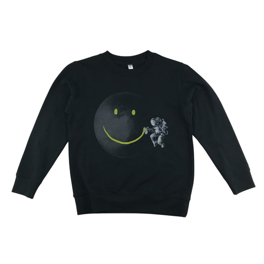 Pampling sweater 9-10 years black astronaut moon smiley graphic design